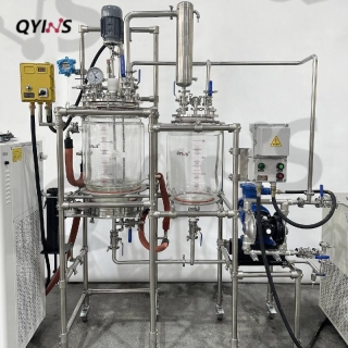 蒸餾過濾干燥三合一防爆50L玻璃固液分離過濾反應釜