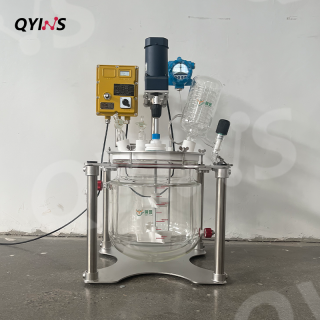 桌面型四氟釜蓋雙層玻璃反應釜10L、20L、30L